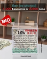 Transparent acrylic money box for adults with $10k savings goal and progress grid - Medium 10k with Pen