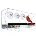 Rechteckiges Vogelhäuschen aus Acryl mit drei starken Saugnäpfen für das Fenster - Transparenter Stil