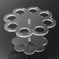 Detailed view of the 8-hole transparent acrylic ice cream cone holder with screw fixation - Clear Flower Shaped Multi Hole