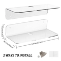 Set of 2 clear acrylic floating wall shelves with mounting hardware and dimensions - 23x9x6cm / White