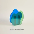 Close-up of blue and green acrylic vase detailing 150x50x160mm dimensions and design - Blue Green Tree