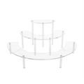 Présentoir acrylique à trois niveaux semi-circulaire pour cupcakes et cosmétiques - Style Pilier Transparent