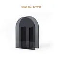 Detail view of small grey acrylic arch vase, dimensions 12x9x16 cm for home decor - Smoke Gray Small / 12*9*16cm