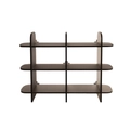 Minimalistisches modulares Regal aus dunklem Holz mit sechs Fächern im Gitterdesign - Grau