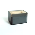 Modern acrylic tissue box with natural wood lid and dark grey translucent body - Gray