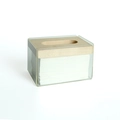 Minimalist clear acrylic tissue box with natural wood lid for modern tabletop storage - Clear