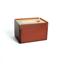 Modern amber acrylic tissue box with natural wood lid in a minimalist style - Brown