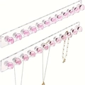 2er Set Wand-Schmuckhalter aus Acryl mit rosa Kristallhaken für Halsketten - Rosa