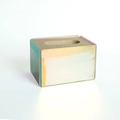 Modern acrylic tissue box with iridescent rainbow finish and natural wood lid - Iridescent