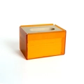 Modern acrylic tissue box with translucent orange base and natural wooden lid cover - Orange