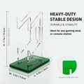 Dual controller stand with clear acrylic hooks and emerald green base for gaming desk - Green
