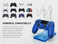 Dual-tier acrylic gamepad stand in transparent blue finish for wireless controllers - Light Blue