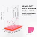 Dual acrylic game controller stand with transparent body and red non-slip base - Rose Red