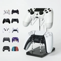 Dual-tier acrylic gamepad stand with black base for PS4 and PS5 controllers - Black