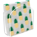U-shaped clear acrylic cocktail napkin holder with pineapple print paper napkins - Transparent U-Shaped