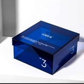 Nordic dark blue translucent acrylic storage box with lid and white artistic printing - Small Blue