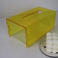 Scatola per fazzoletti minimalista in acrilico giallo con vivaci bordi arancione neon - Nuovo Giallo