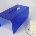 Porta fazzoletti minimalista in acrilico blu traslucido dal design rettangolare elegante - Nuovo Blu Scuro