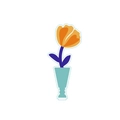 Cute acrylic desk clip with orange flowers in blue vase, functional rabbit and bear memo holder - Orange Floral