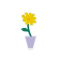 Cute acrylic desk note holder with yellow flower design in purple pot for photo display - Yellow Floral