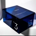 Translucent dark blue acrylic storage box with NO. 3 design for desktop organizing - L Blue