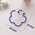 Sous-verre nuage bleu en acrylique avec motif emoji souriant, taille 13,5x12,5 cm - Fleurs Bleues avec Yeux