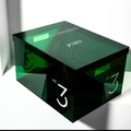 Nordic translucent green acrylic storage box with lid and white NO. 3 lettering - L Green