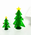 Set of two modern green acrylic Christmas tree desktop ornaments with yellow stars - Medium Christmas Tree / 145x195mm