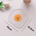 Dessous de verre œuf au plat en acrylique avec visage mignon et isolant thermique - Jaune d'Œuf Blanc