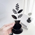 Detail of acrylic checkerboard flower stand for holding memos and photos on a desk - Striped Vase Style (2)