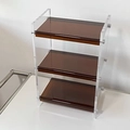 Organizer in acrilico a tre livelli con ripiani color ambra e fianchi trasparenti - Fila Singola Fulvo