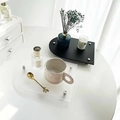 Irregular acrylic coffee tray set in clear and black colors with silver metal feet - Transparent Matte Arch