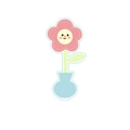 Cute pink smiling flower acrylic memo holder in light blue base stand - Smiling Flower
