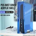 Transparente blaue Acryl-Staubschutzhülle für PS5-Konsole mit Kabelöffnung - Blau