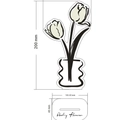 Minimalist black and white acrylic tulip flower holder with 200mm height and base - Tulip