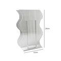 Nordic colorful acrylic wavy vase with ribbed texture and 19cm height measurement - Ribbed Wave Style (Transparent Vertical Stripes)