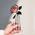 Pink checkered rose acrylic memo clip stand with transparent round base for photo holder - Pink Rose