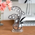 Acrylic flower photo clip with checkerboard lily of the valley design for desk decor - White Lily of the Valley