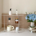 Modern 3-tier clear acrylic shelf with silver metal pillars for cosmetics storage - 3-Layer / Large Transparent