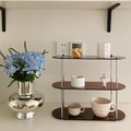 3-tier acrylic storage rack with brown shelves and silver metal frame for home decor - 3-Layer / Tortoiseshell Amber Large