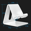 White acrylic phone stand for desk with non-slip pads and integrated cooling holes - White