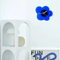 Modern flower-shaped wall clock in bright blue finish with black dial for home decor - Blue 5-Petal Style