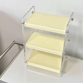 Organizzatore da tavolo a 3 livelli in acrilico con ripiani crema per cosmetici - Fila Singola Bianco Crema