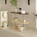 Three-tier acrylic shelf with amber and cream plates and silver metal supports - 2-Tier / Small Multicolor