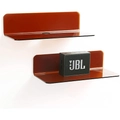 Set of two amber transparent acrylic floating shelves with modern L-shaped wall mount design - Red