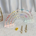 Espositore per orecchini in acrilico a forma di arcobaleno con basi a nuvola - Iridescente