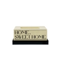 Boîte à mouchoirs en acrylique blanc crème et noir avec texte Home Sweet Home décor moderne - crème
