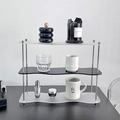 Organizador acrílico de 3 niveles ondulados con estantes negros, blancos y claros - Negro Mate (Poste de Acero Inoxidable)