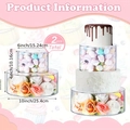 Detailed size specifications for 2-piece fillable square acrylic cake stands with dimensions - Set of 2 Round