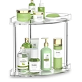 2-stufiger Eck-Organizer aus klarem Acryl mit Metallstäben für den Badezimmertresen - 2-Ebenen Transparentes Eckregal (030)
